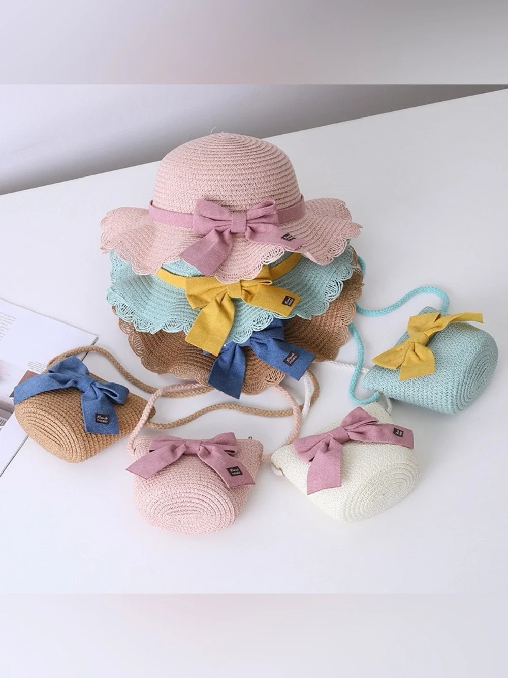 Straw Sun Hat & Crossbody Bag Set with Yellow Bow - Picture 6 of 7